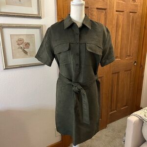 Banana Republic Dark Green Short Sleeve Shirt Dress